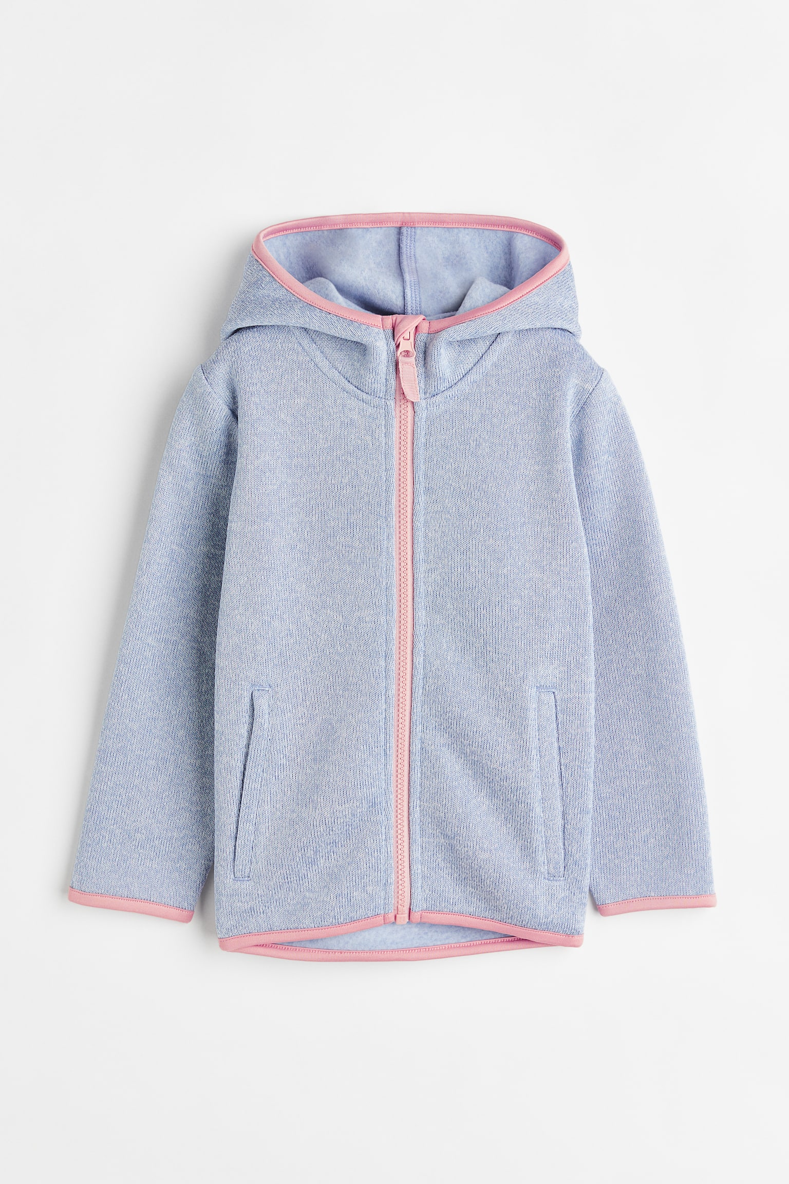 Hooded fleece jacket - Light blue marl