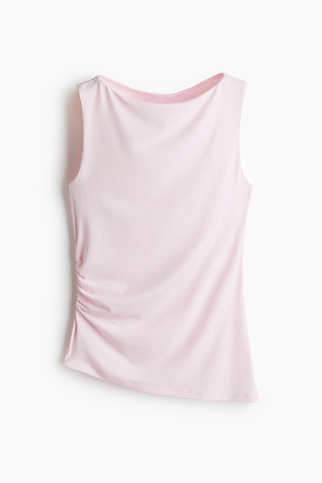 Draped Boat-Neck Top - Powder pink/Black/Dark brown - 1