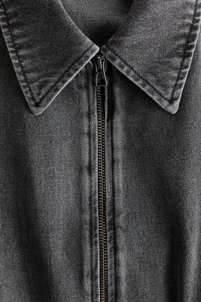 Oversized Denim Jacket-Dark denim gray - 5