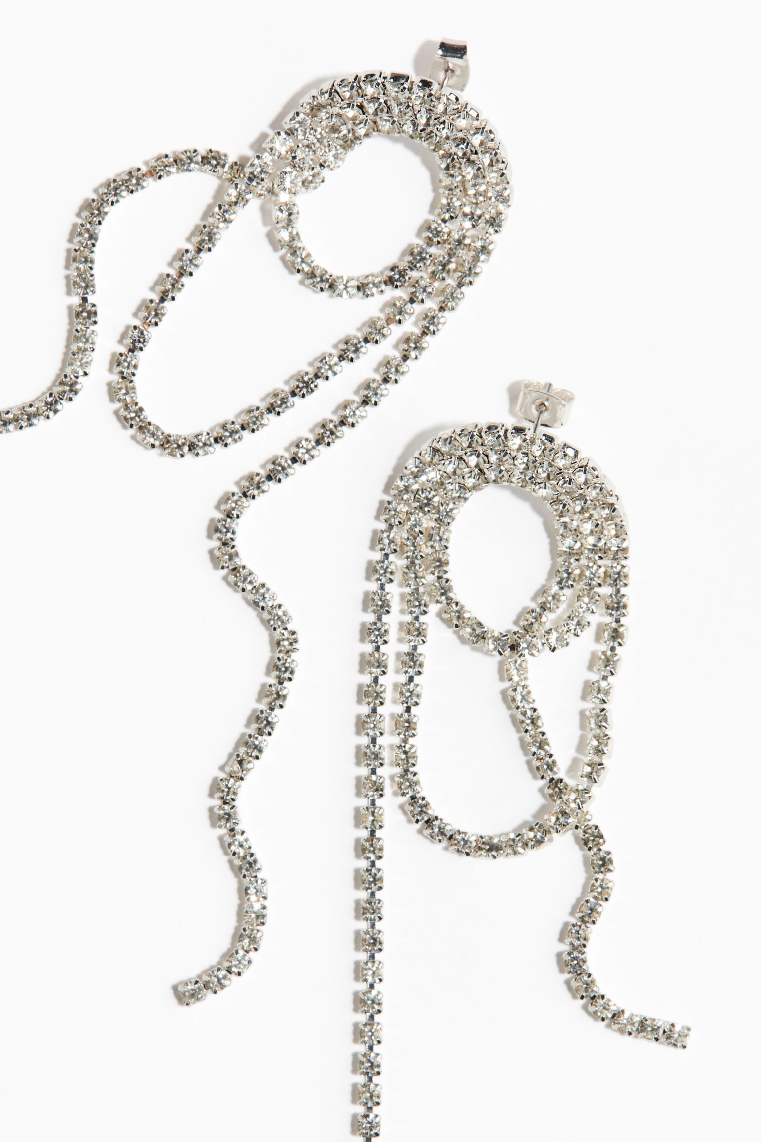 Boucles d'oreilles à strass - Argenté - 2