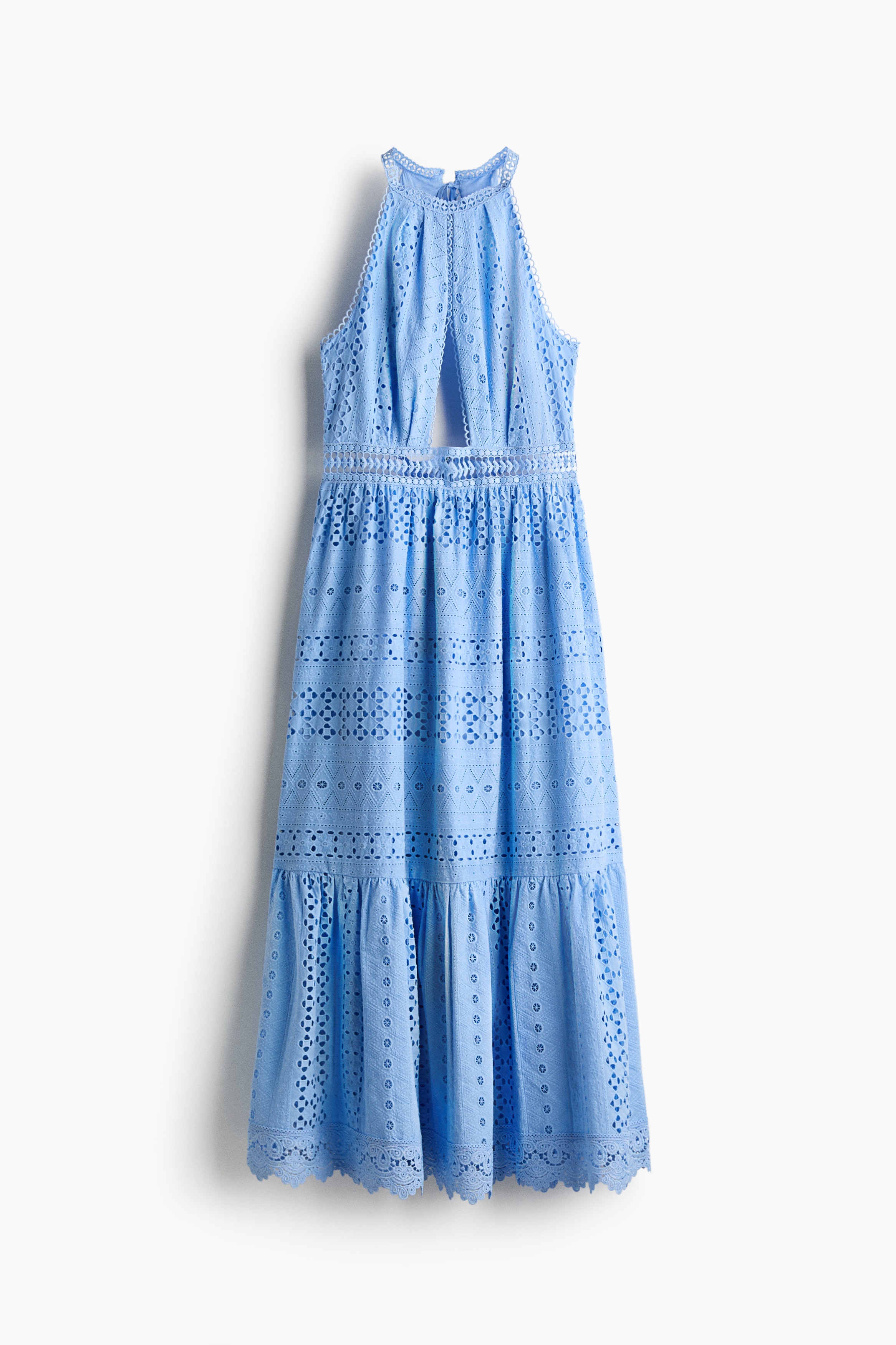 Eyelet-Embroidered Poplin Dress - Blue