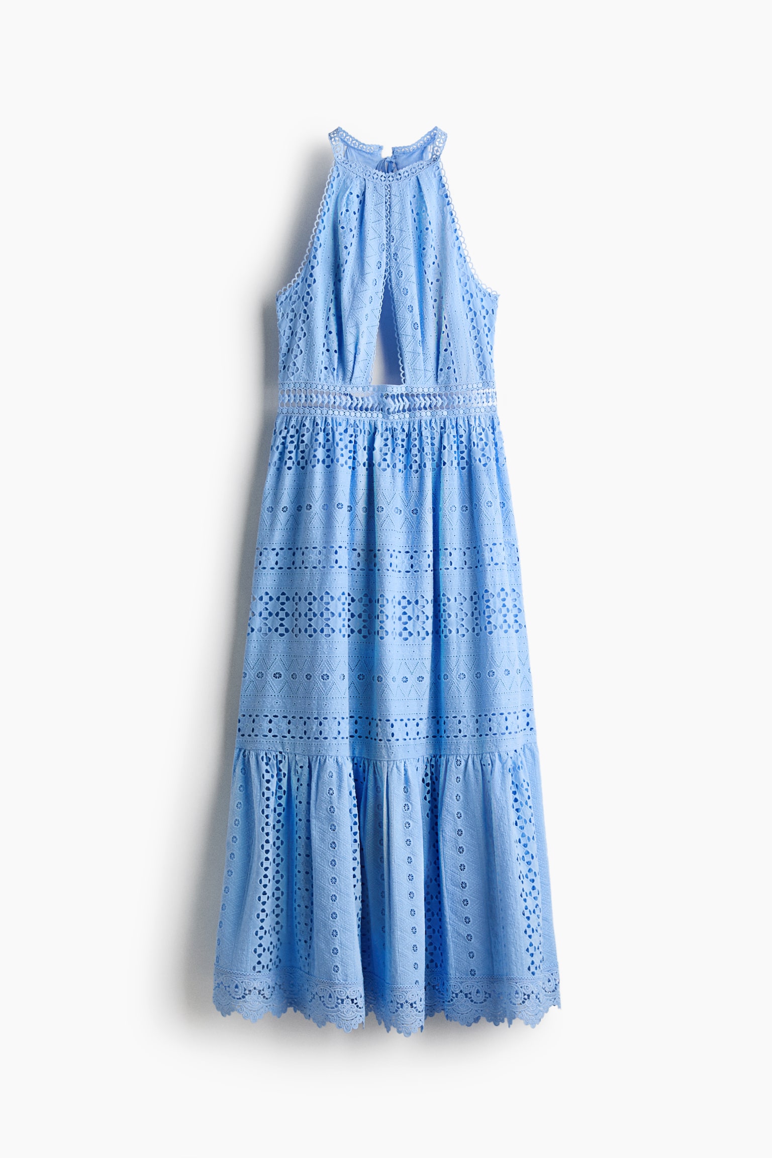 Broderie anglaise poplin dress - Blue - 2
