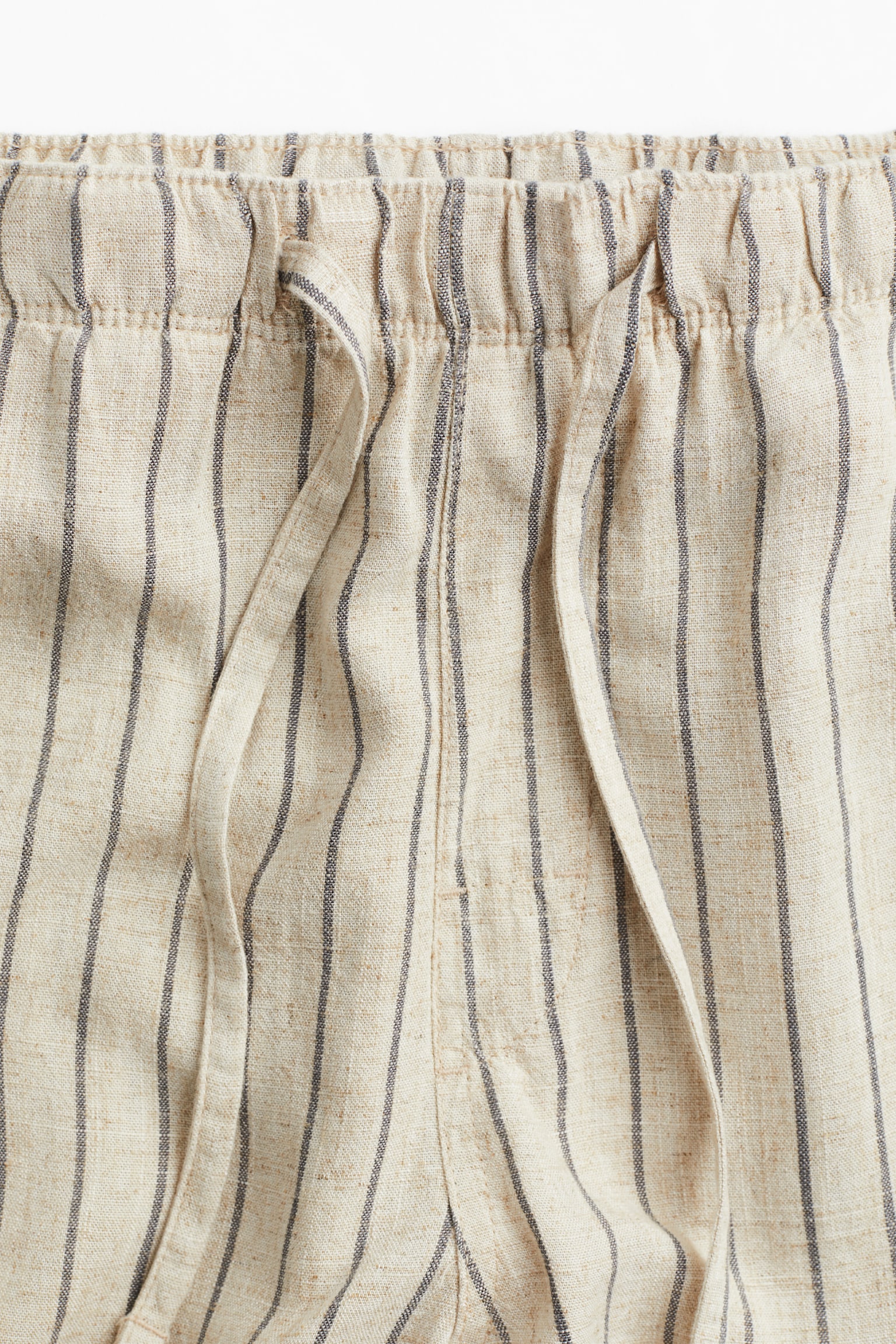 Relaxed Fit Linen-blend trousers - Light beige/Striped - 4