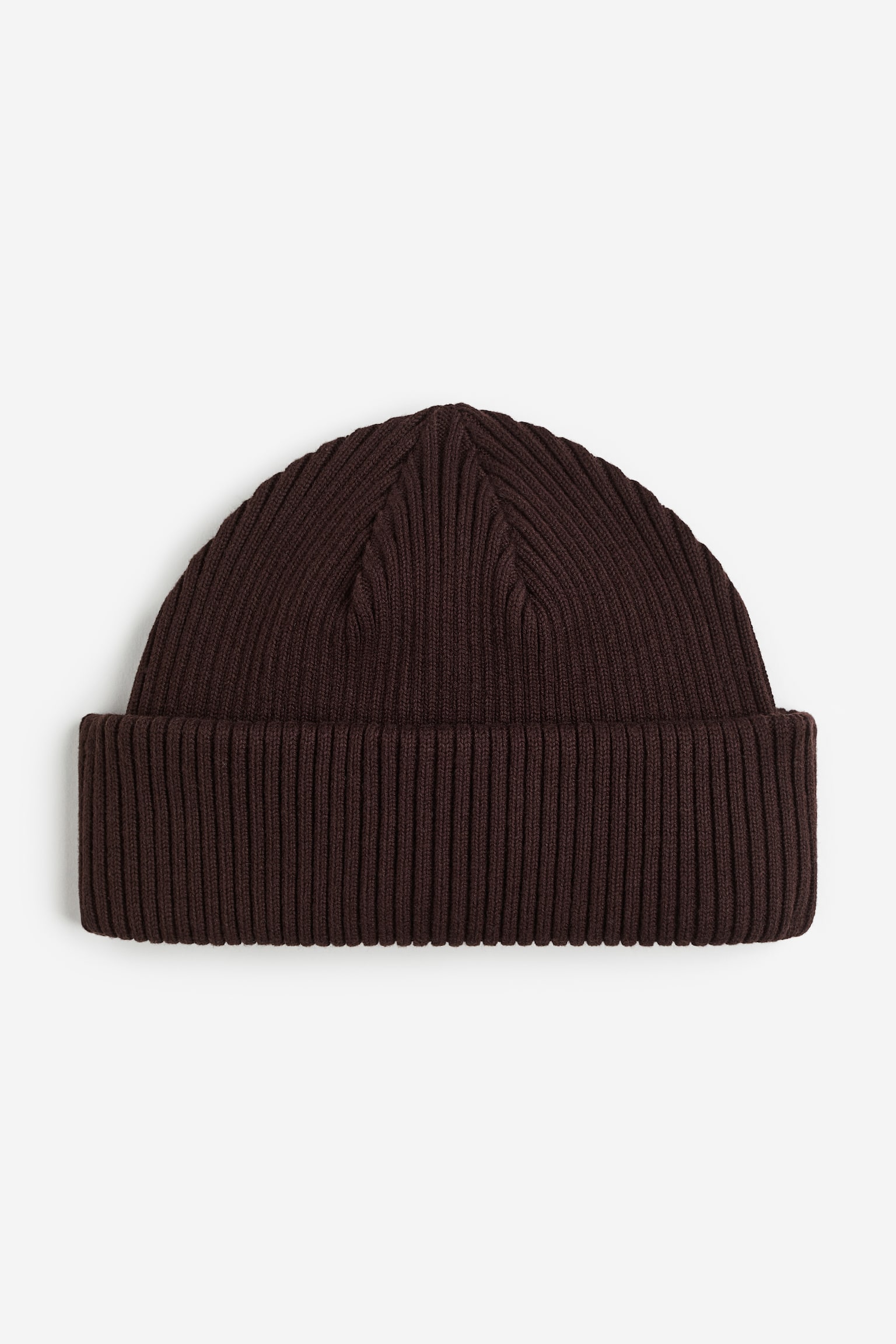 Rib-knit hat - Dark brown - 1