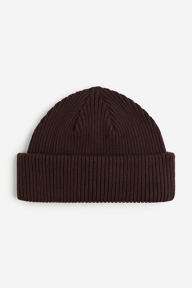 Rib-knit hat - Dark brown/Black/Grey marl/Light beige - 1