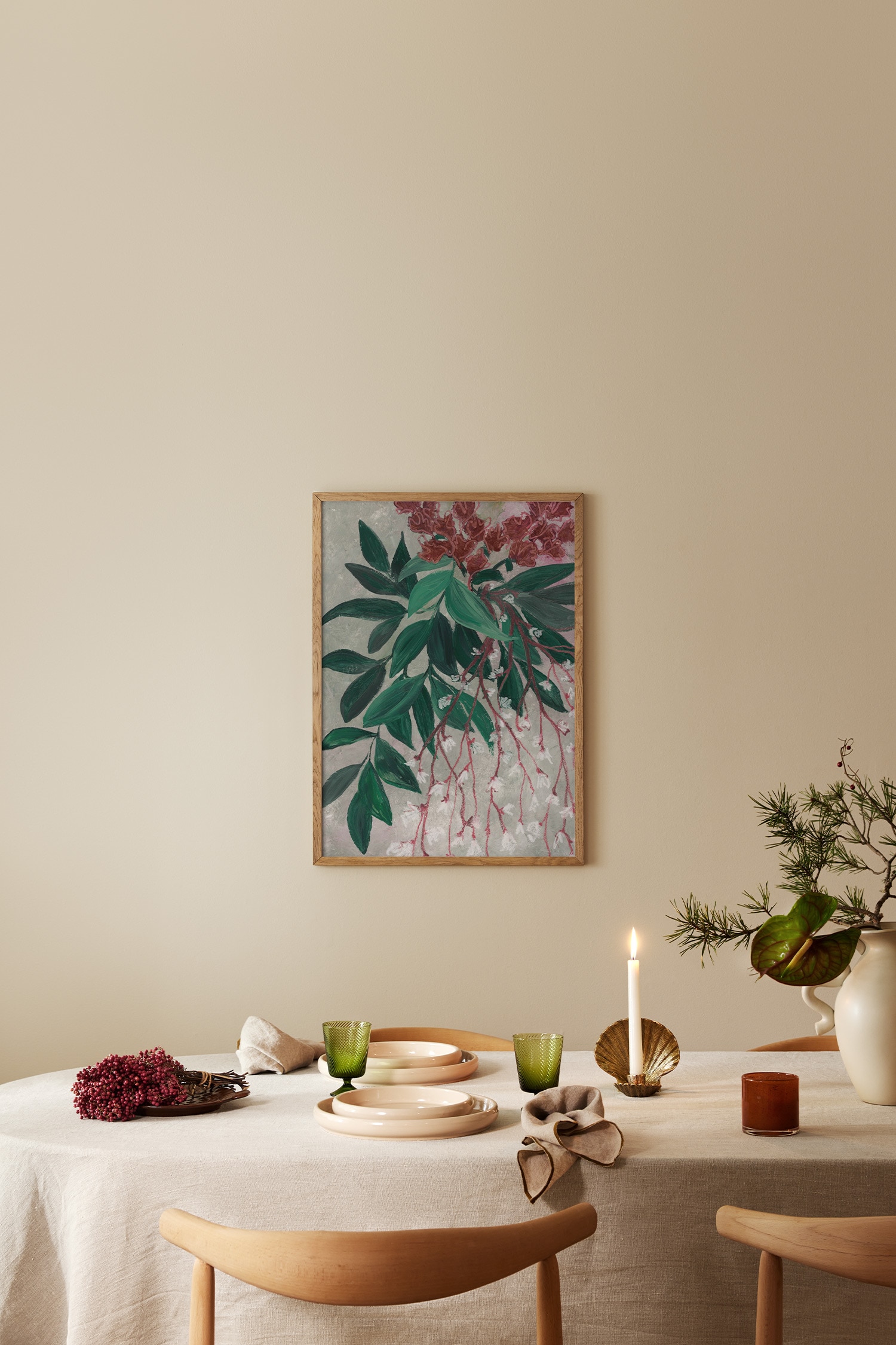 Poster Di Natale - White Blooms/Noël/Red Cherries/Festive Mistletoe
