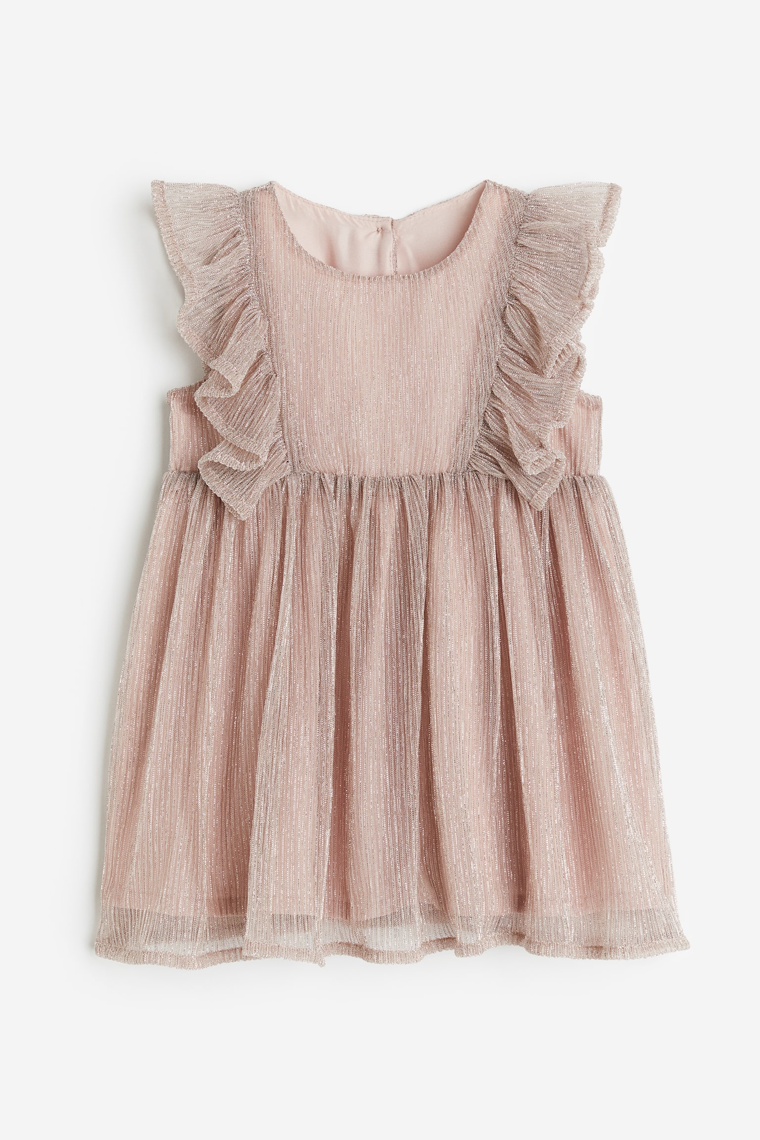 Flounce-trimmed dress - Dusty pink/Glittery - 1