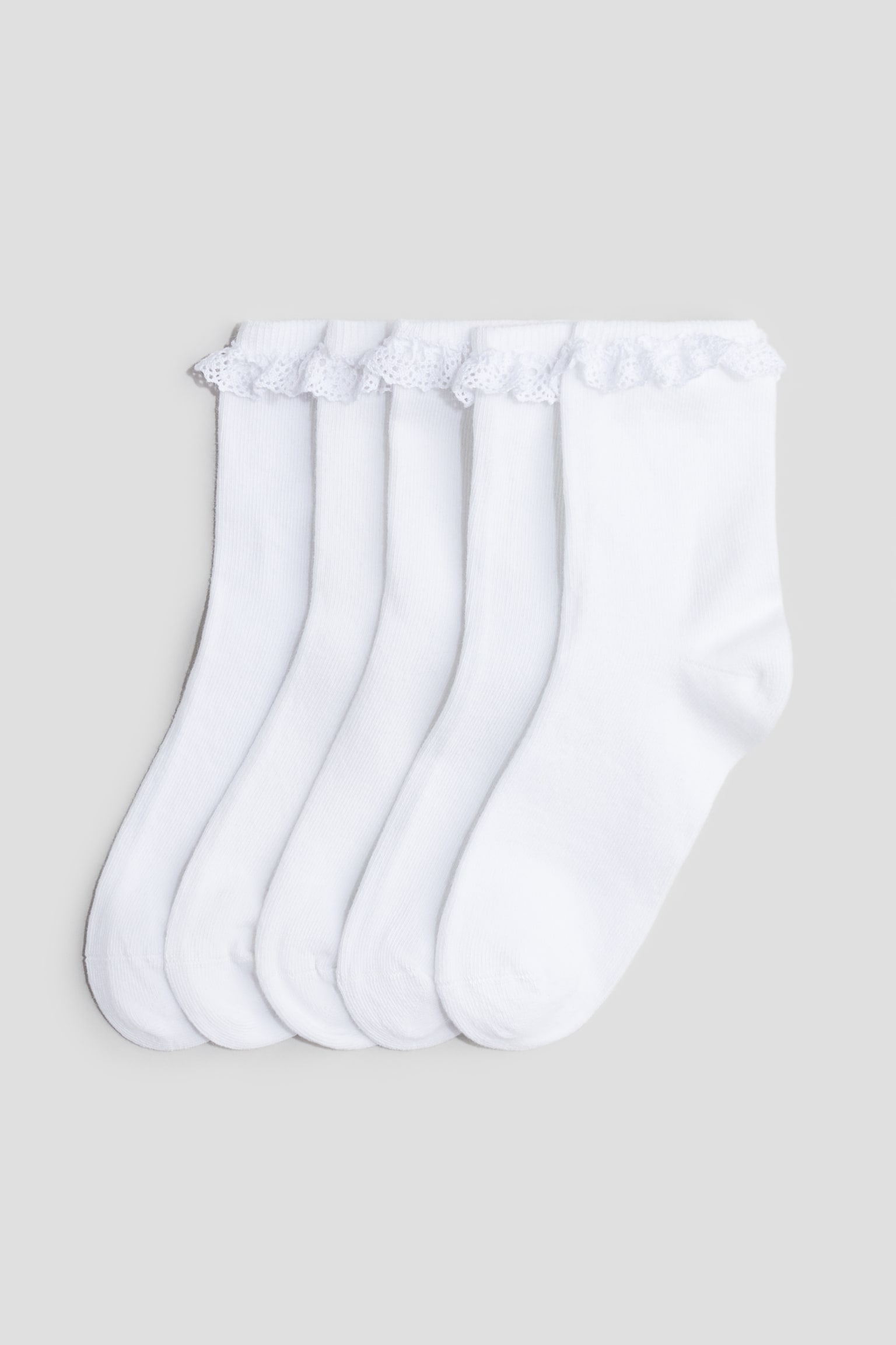 5-pack frill-trimmed school socks - White - 1