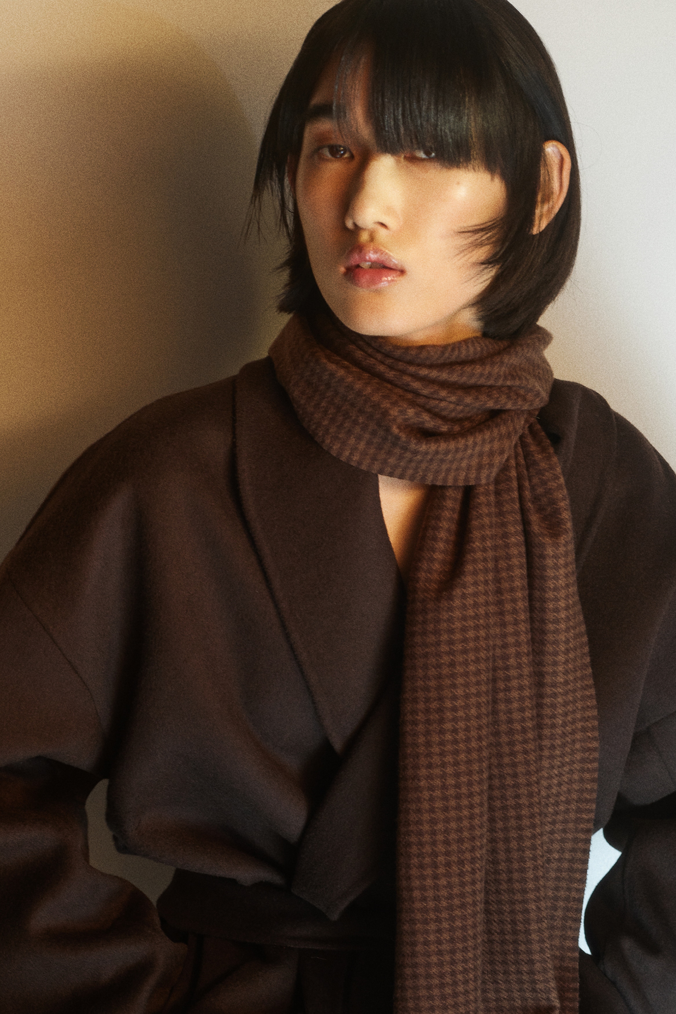 Scarf - Brun/Hundtandsmönstrad/Mörkbeige/Leopardimitation/Mörkgrå/Rutig/Crèmevit