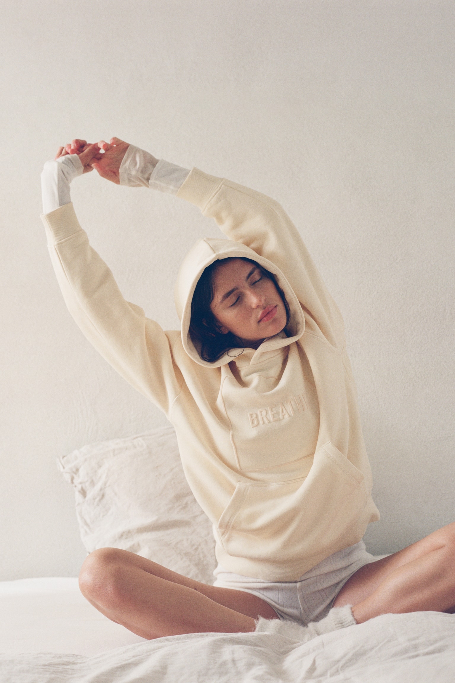 Sports hoodie with DryMove™ - Light yellow/Moss green/Collective Energies/Warm brown - 3