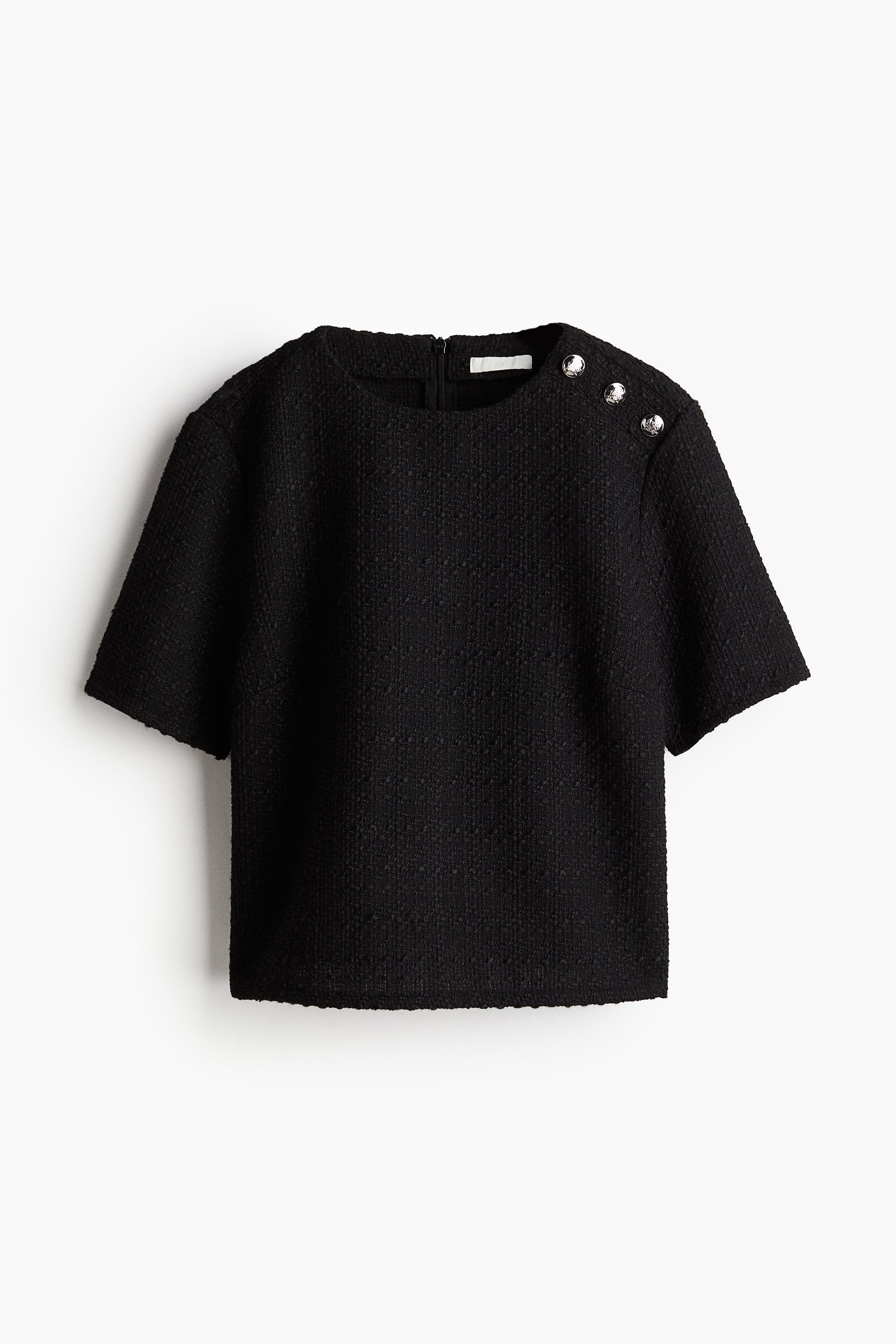 Ladies - Black Bouclé blouse - Size: M  - H&M
