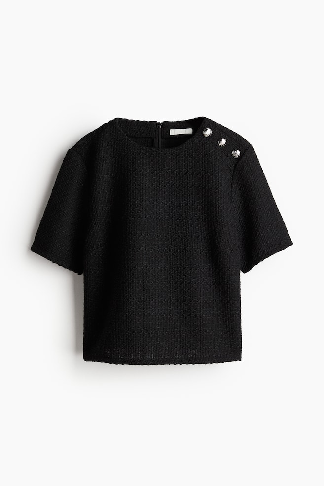 Bouclé blouse - Black/White - 1