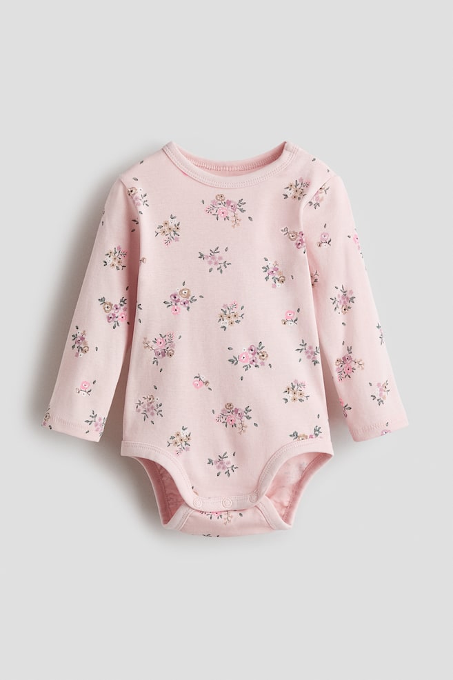 Printed cotton bodysuit - Light pink/Floral/Light beige/Pumpkins/Light blue/Cars/Light dusty blue/Floral/Cream/Patterned/Dark grey/Ghosts/Light pink/Hearts/Light khaki green/Cars/Dark grey/Hearts/Light beige/Animals/Cream/Dinosaurs/Cream/Vehicles/Dark red/Floral - 1