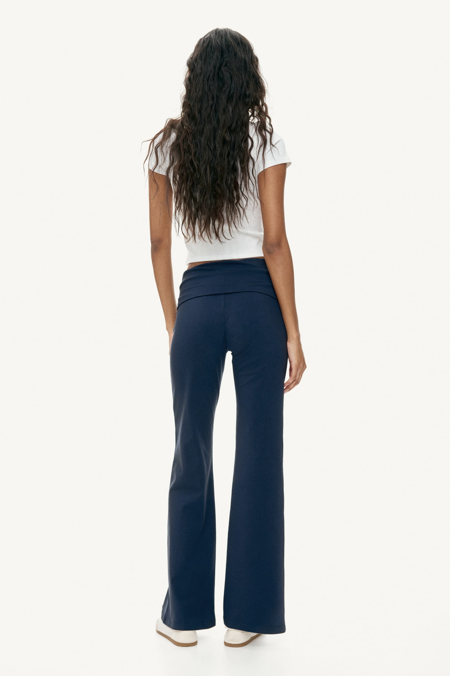 Pantalon en coton avec ceinture repliée - Bleu marine/Noir/Gris chiné/Taupe foncé - 3