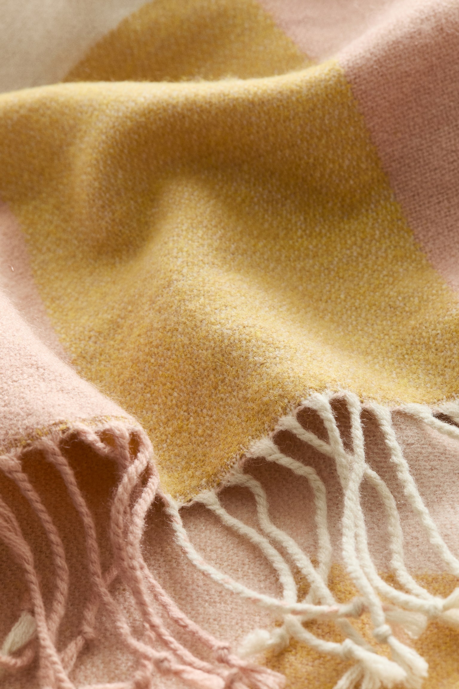 Jacquard-weave blanket - Light pink/Checked/Khaki green/Checked/Orange/Checked - 4