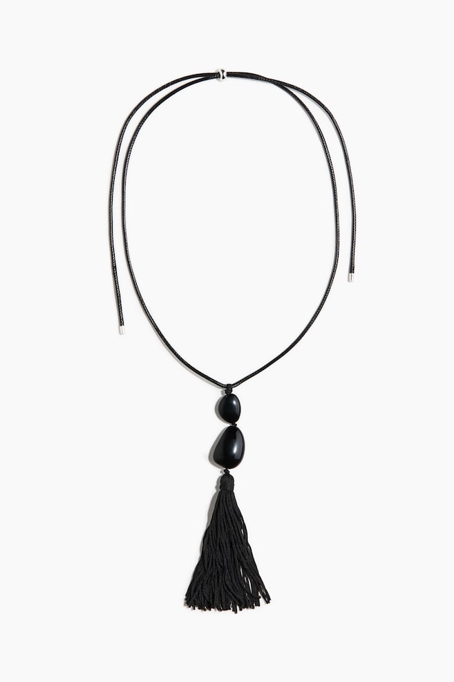 Halssieraad van koord met hangers - Zwart - 1