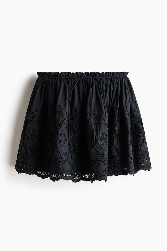 Женские юбки H&M Eyelet-Embroidered Drawstring Skirt
