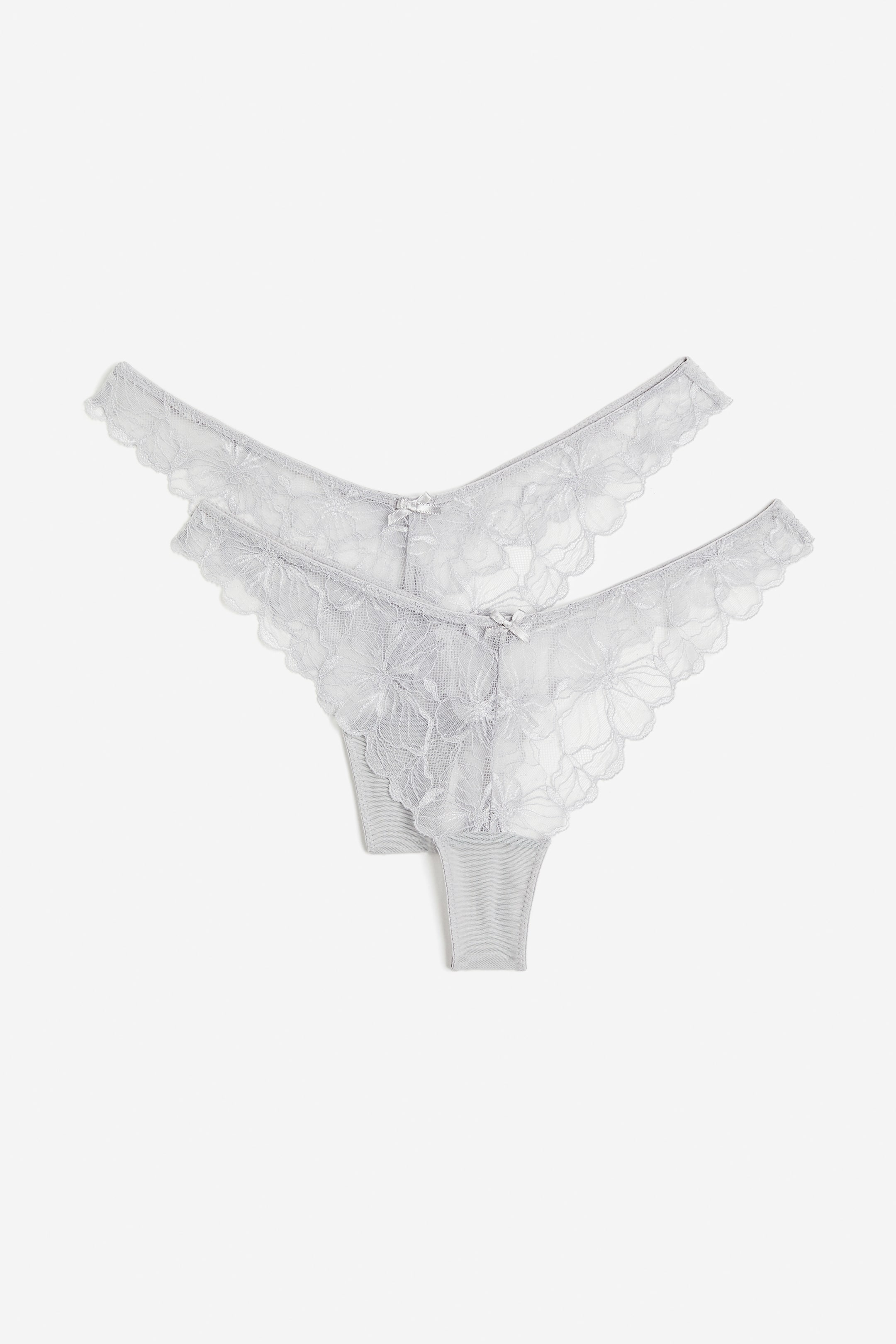 Voir une image plus grande: Lot de 2 culottes Thong en dentelle - Gris clair - Ladies | H&M CA 1
