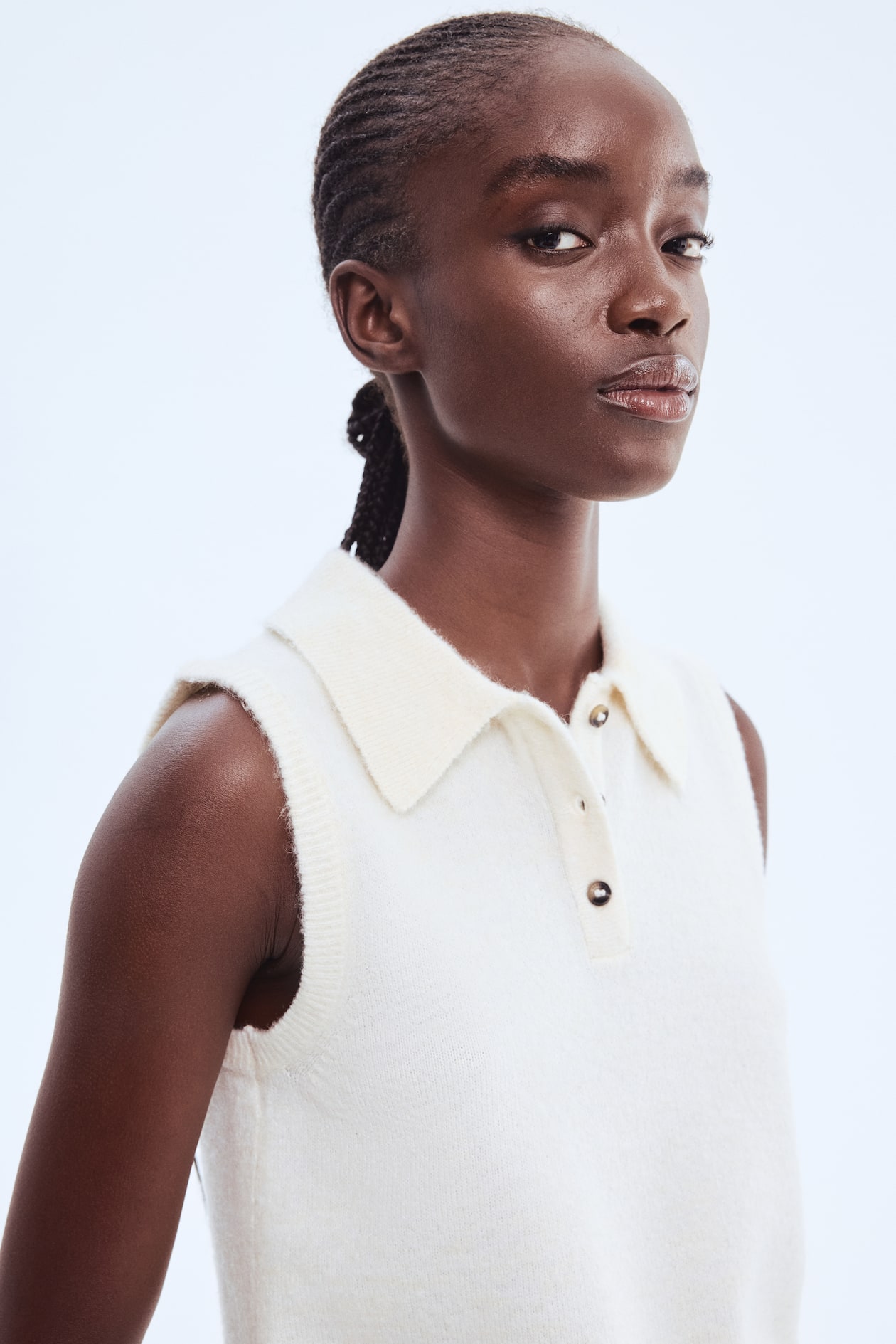 Women's Cream Sweater Vest with Collar H&M CA