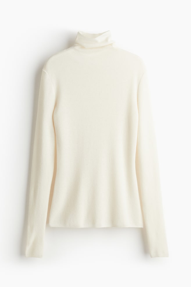 Cashmere-blend polo-neck jumper - Cream/Bright red/Chocolate plum - 1