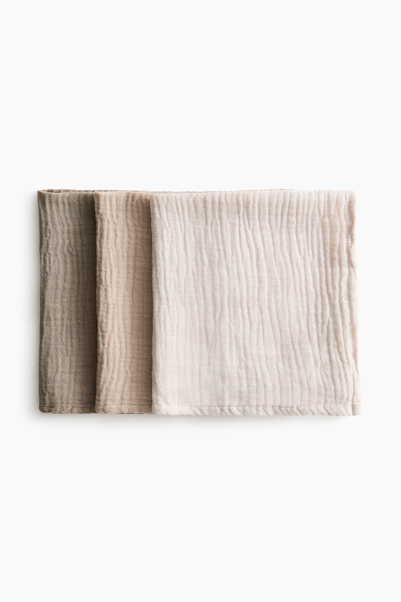 3-Pack Muslin Cloths - Taupe/beige/cream/Beige/white/Powder pink/dusty rose/Light khaki green