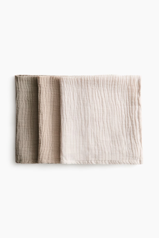 3-pack muslin cloths - Mole/Beige/Cream/Beige/White/Powder pink/Old rose/Light blue/Dusty blue - 1