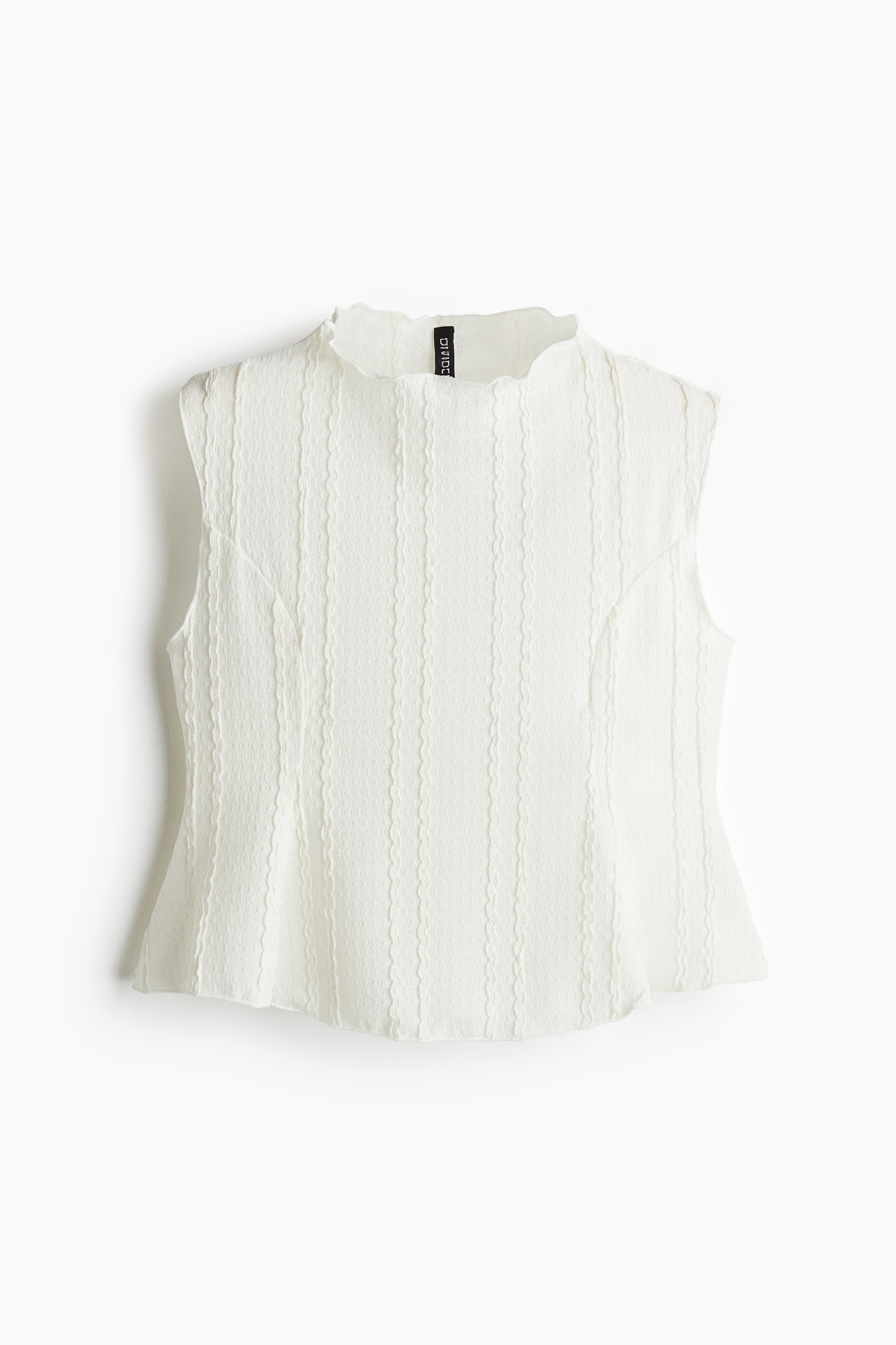 紋理感荷葉浪邊上衣 - 白色/淺藍色