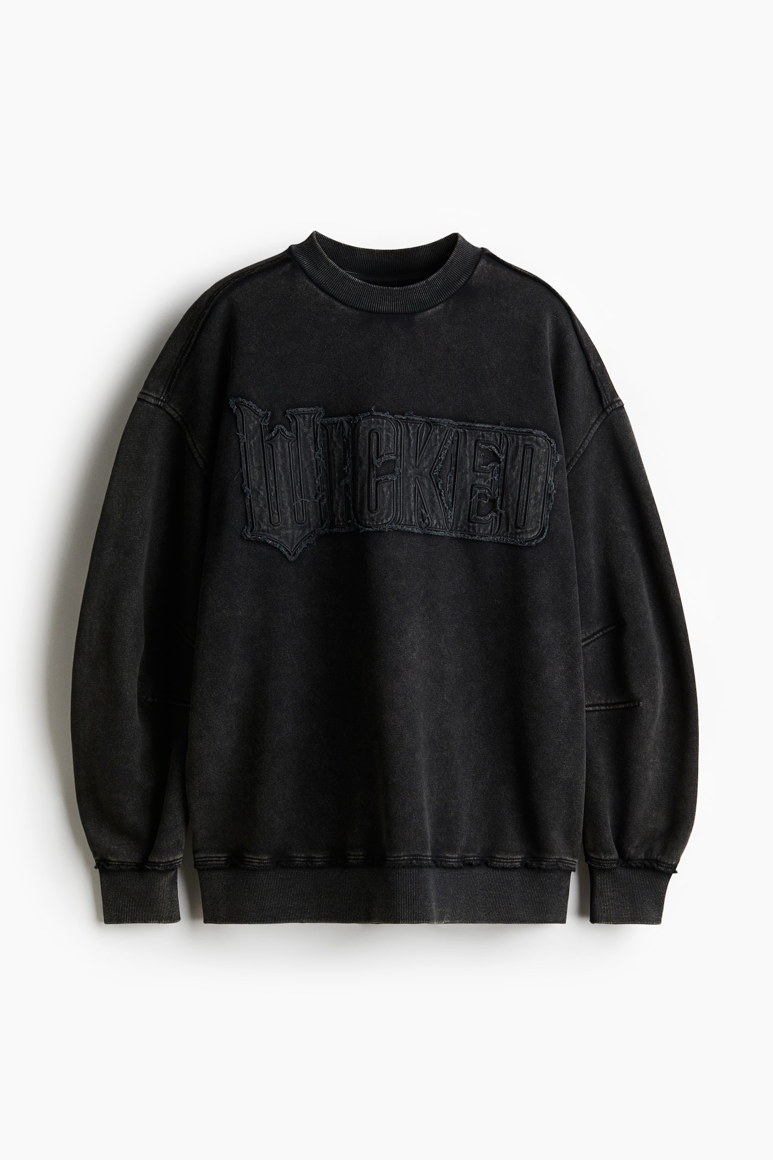 Washed Look Appliqué Sweater - Black/Wicked - 2