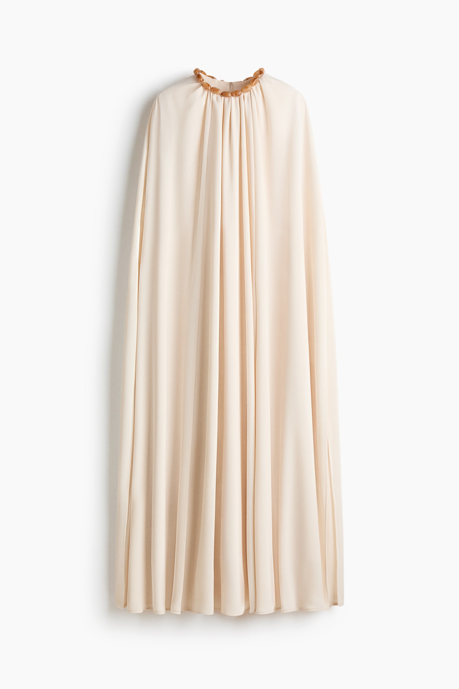 Bead-detail cape dress - Κρεμ