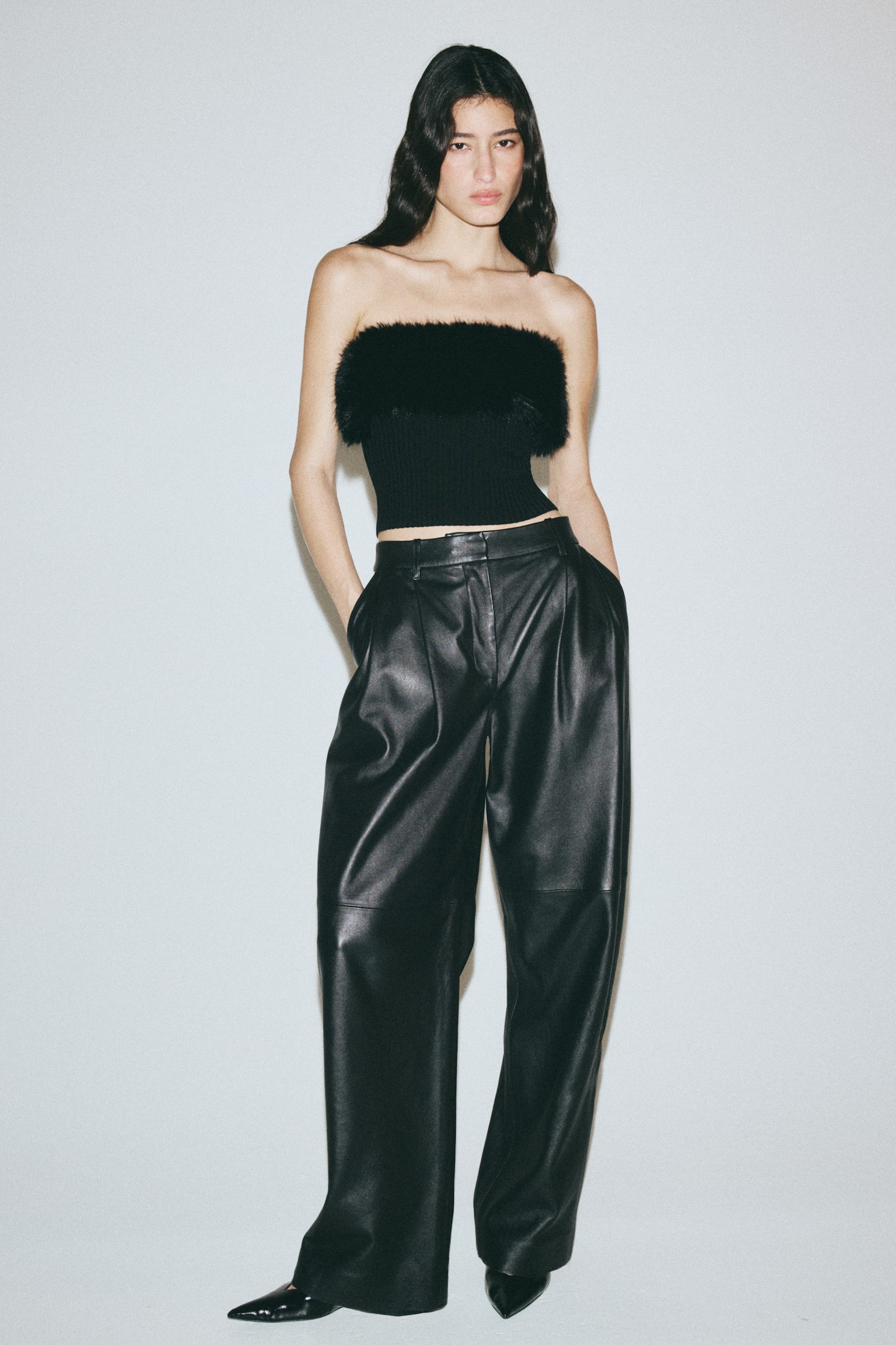 リブニットチューブトップ - ブラック - 3