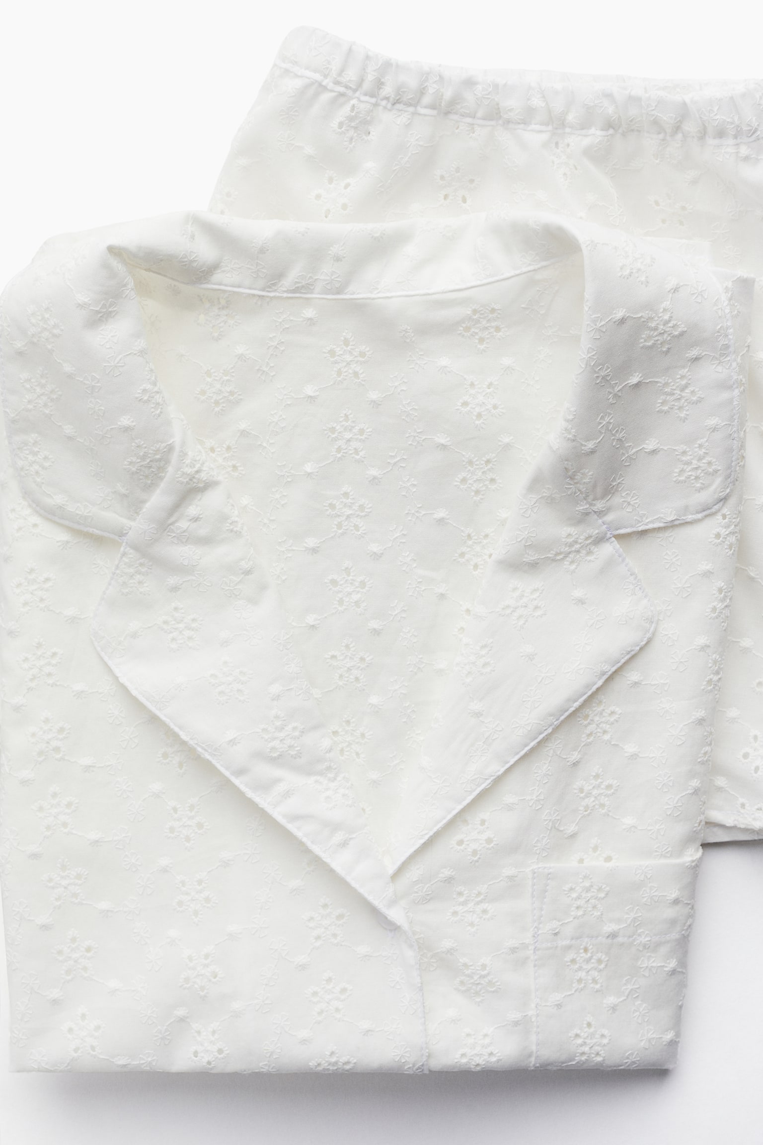 Broderie anglaise pyjamas - White - 5