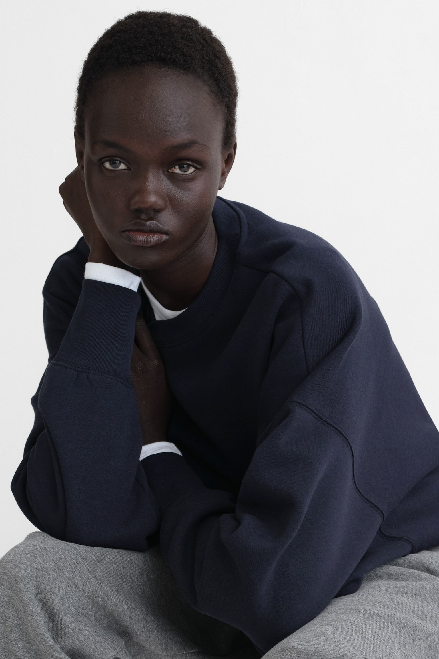 Oversized sweatshirt - Navy blue/Grey marl/Light yellow/Pink - 4