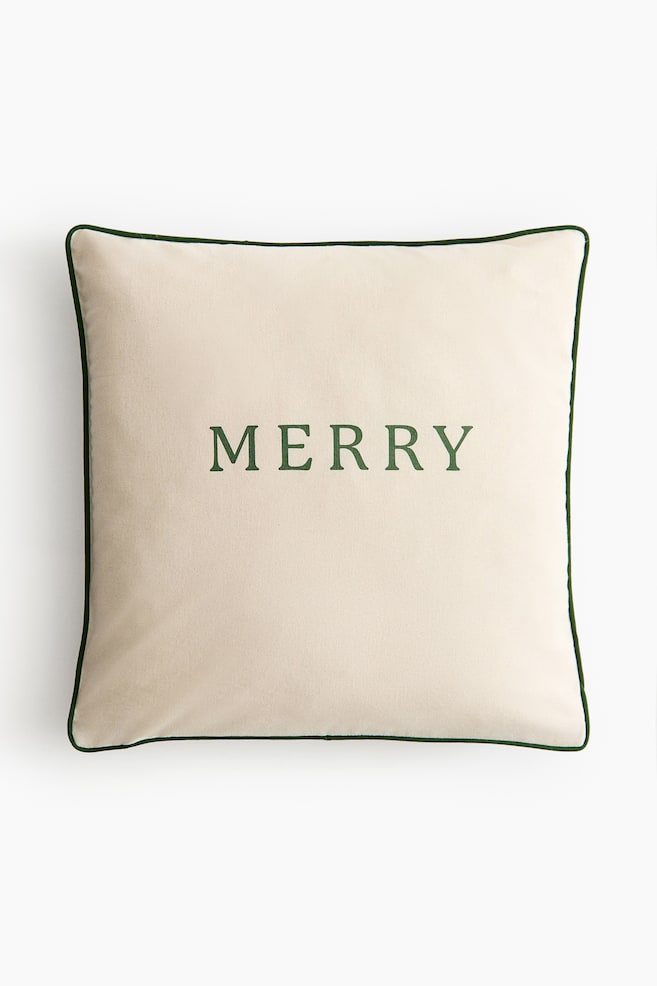 Housse de coussin imprimée - Vert/Merry/Beige clair/Merry Christmas/Beige/Merry - 1