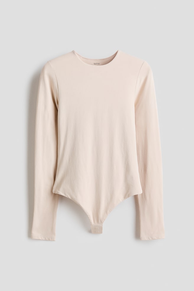Sculpting Long-sleeved thong body - Light dusty pink/Black/Dark brown - 1