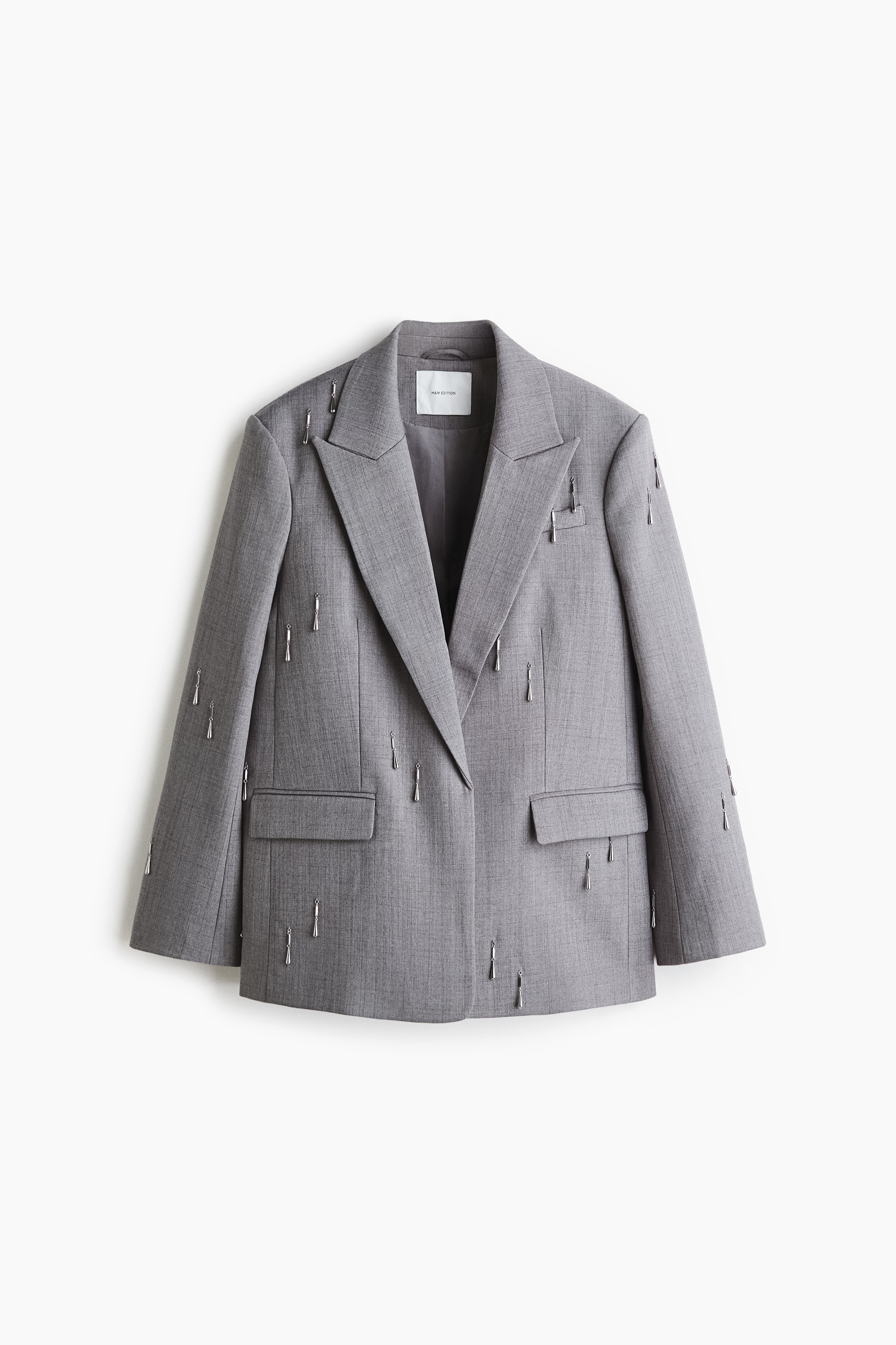 H & M - Blazer mit Perlenverzierung - Grau - Damen