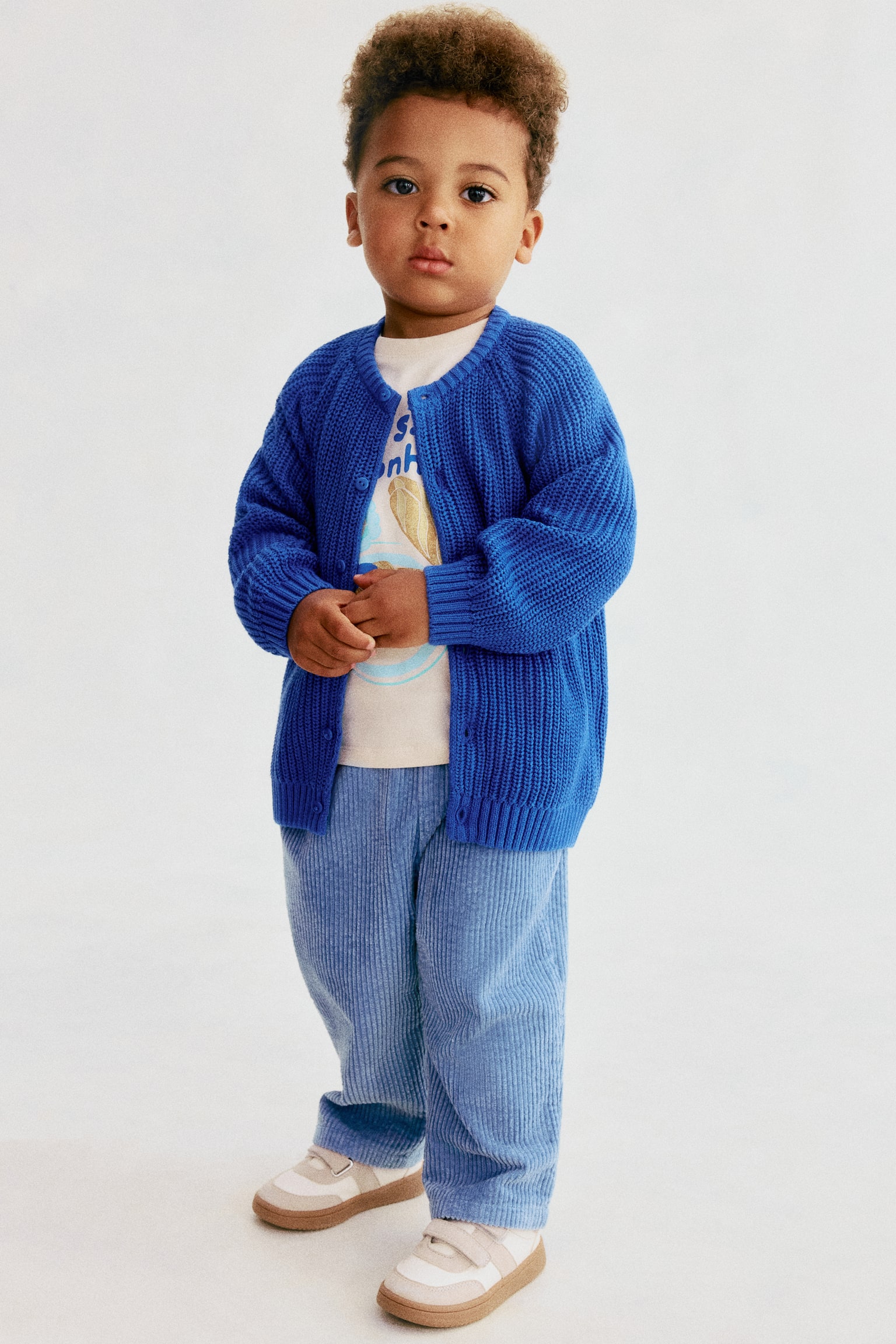 Cotton corduroy trousers - Light dusty blue - 1