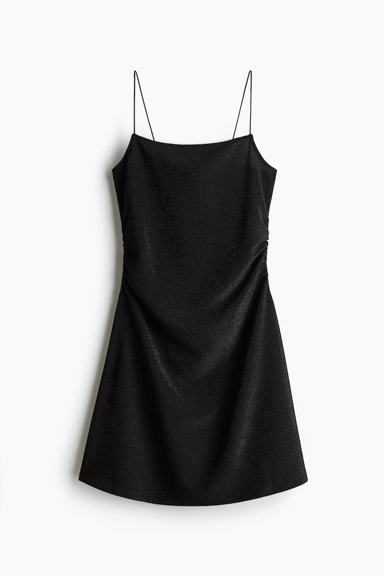 Abito con spalline sottili e arricciatura Nero/glitter DONNA