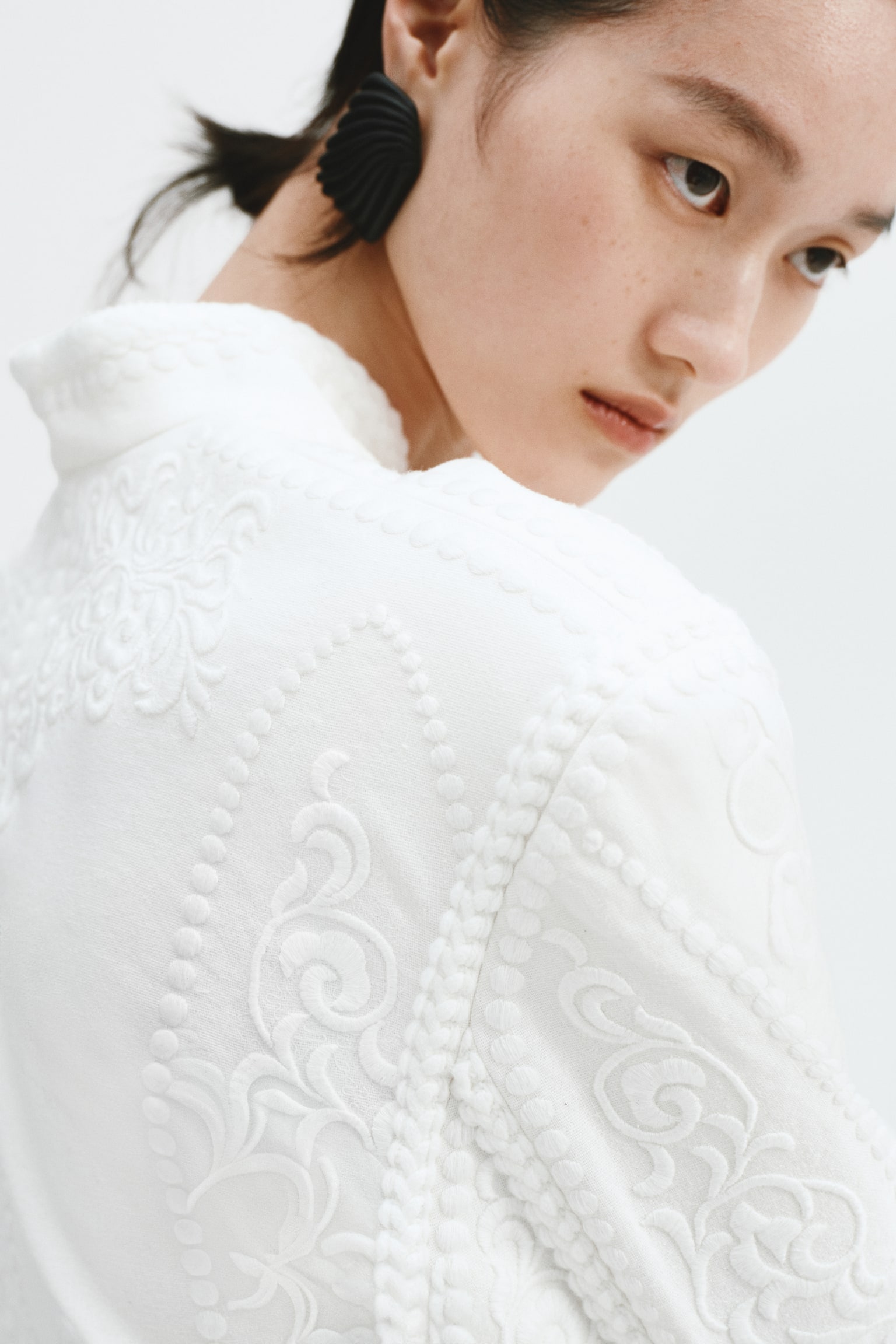 Linen-blend bolero blazer - White - 5