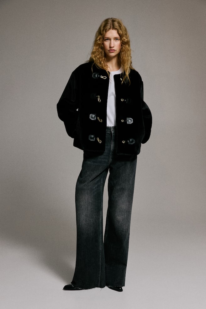 Chaqueta estilo trenca-Negro - 5