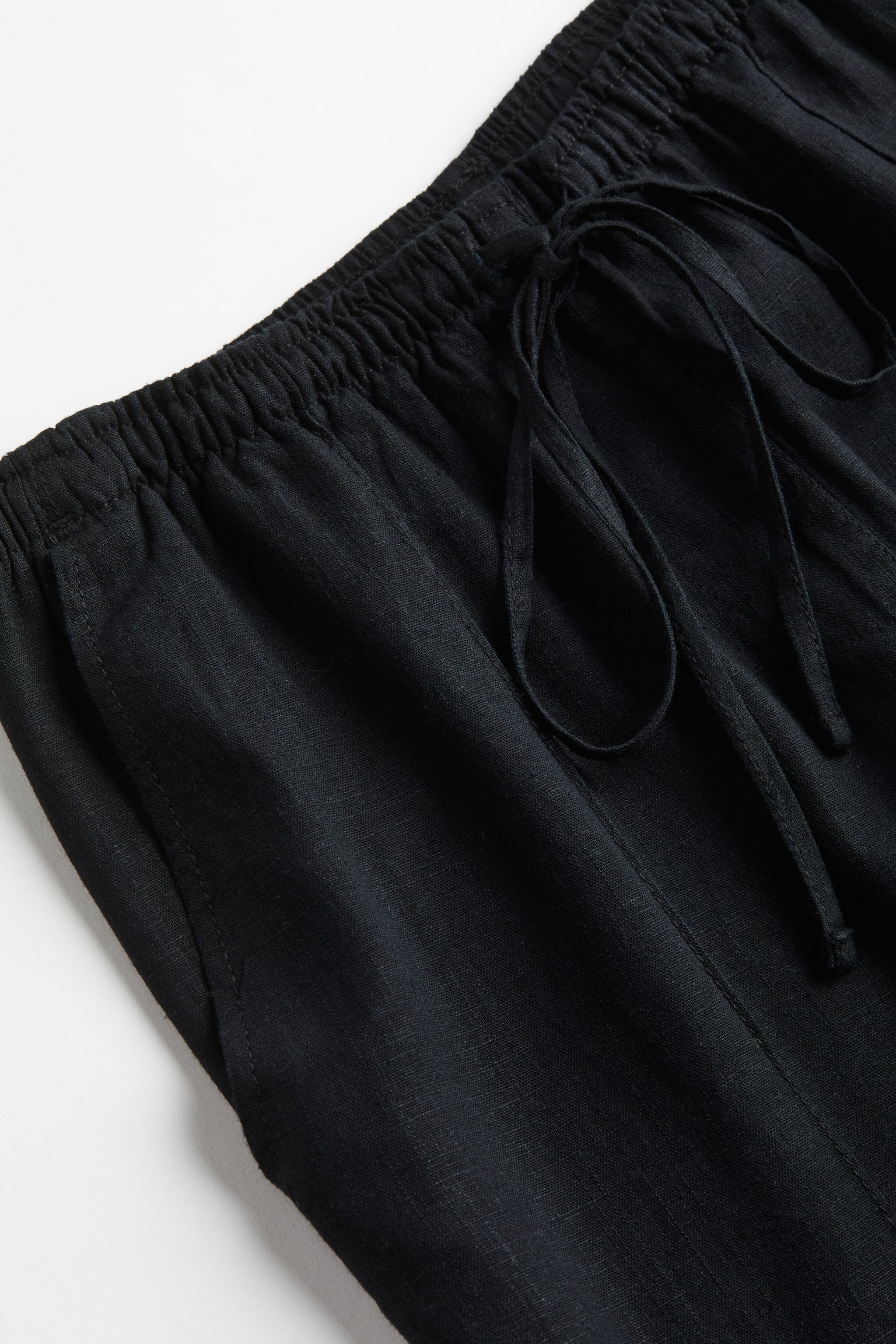 Pantalon en lin mélangé - Noir/Beige - 3