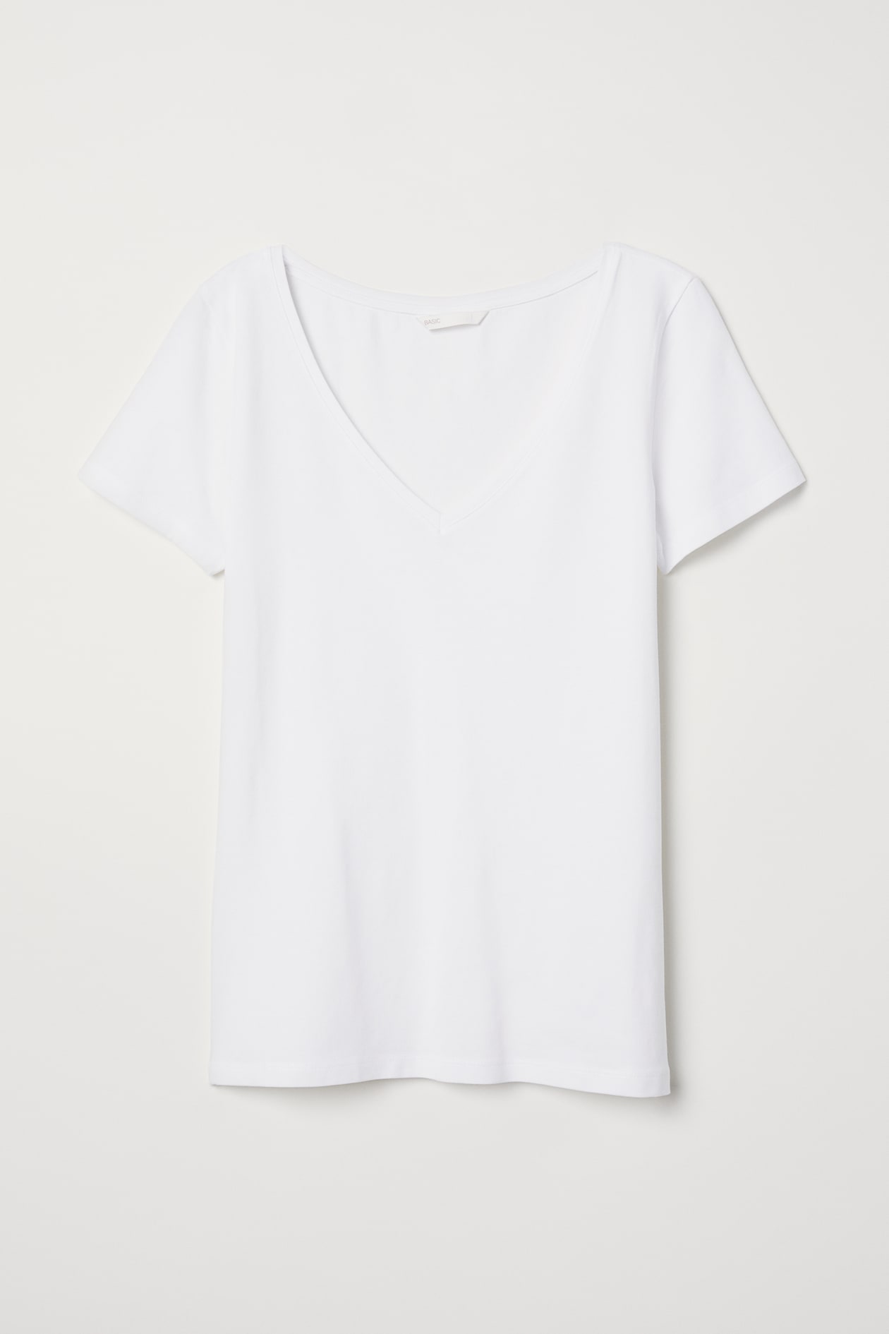 V-neck Jersey Top - V-neck - Short sleeve - White - Ladies | H&M US