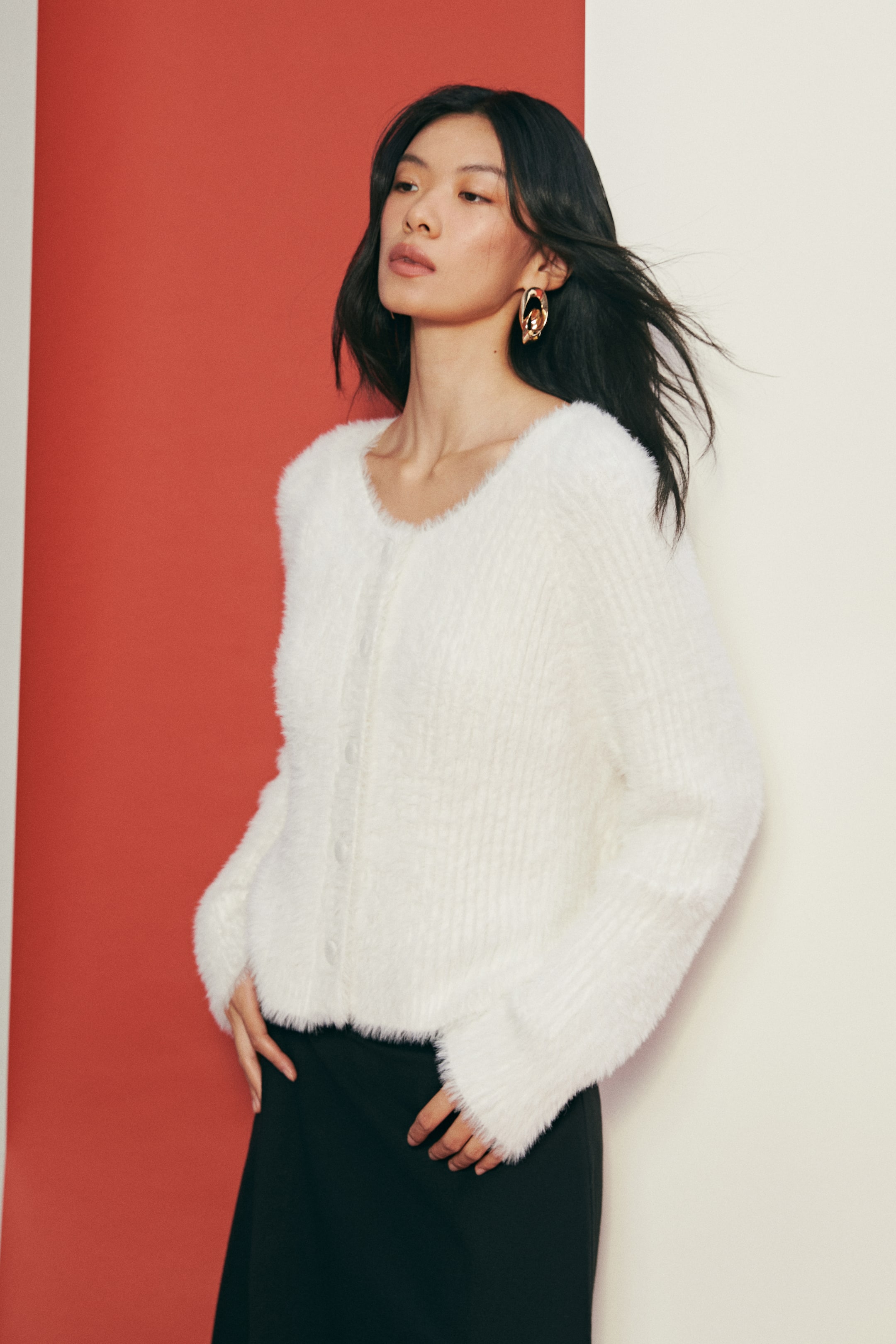 拡大画像を表示: カーディガン - ホワイト - レディース | H&M JP 1