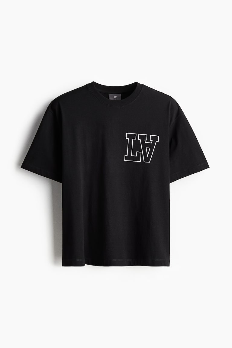 ルーズフィット プリントTシャツ - ブラック／LA - Men | H&M JP 