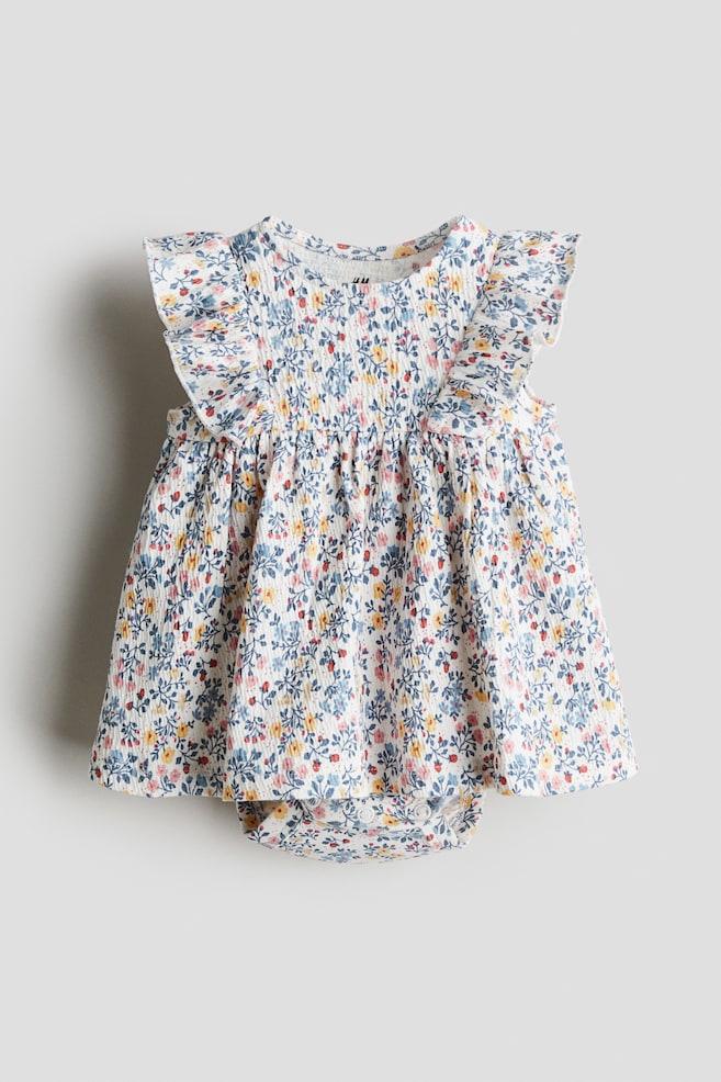 Frill-trimmed bodysuit dress - White/Floral/Light blue/Floral/White/Pink/Floral - 1