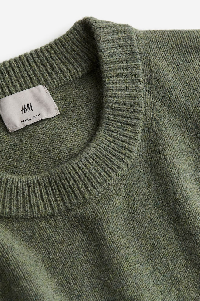 Pullover in lana Regular Fit - Verde scuro/Grigio scuro/Marrone scuro/Blu/Beige scuro - 4