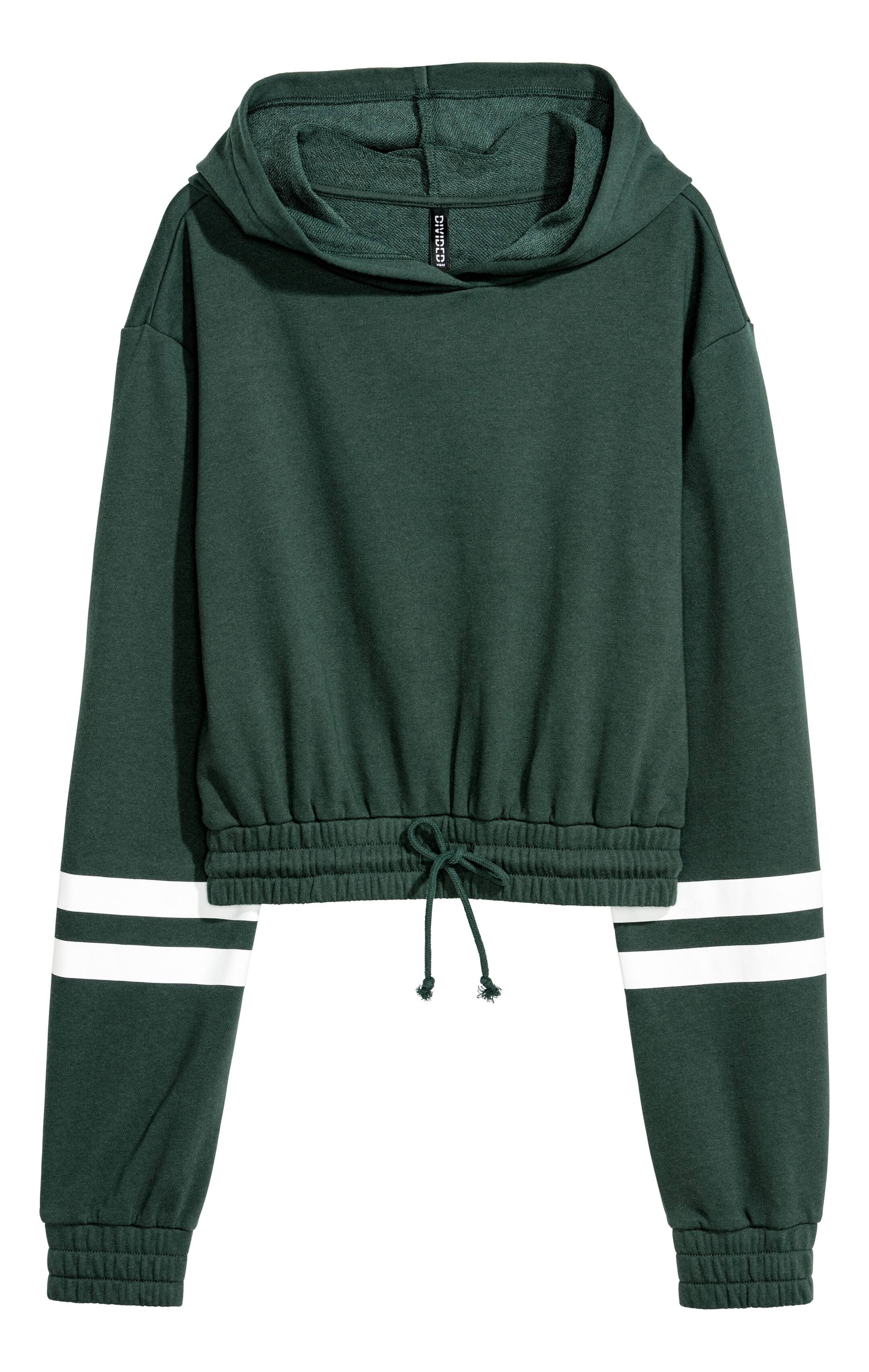Vis større bilde: Kort hettegenser - Mørk grønn - Ladies | H&M NO 1