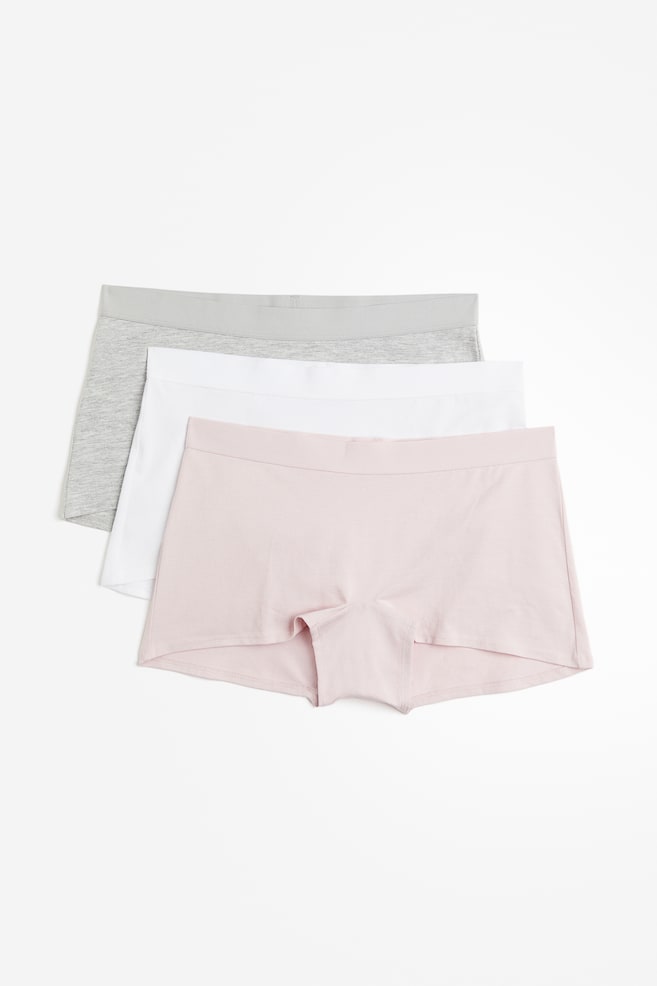 3-pack cotton shortie briefs - Light pink/Light grey marl/Black/Light grey marl/White/Black/Red/Dark brown/Beige/dc - 1
