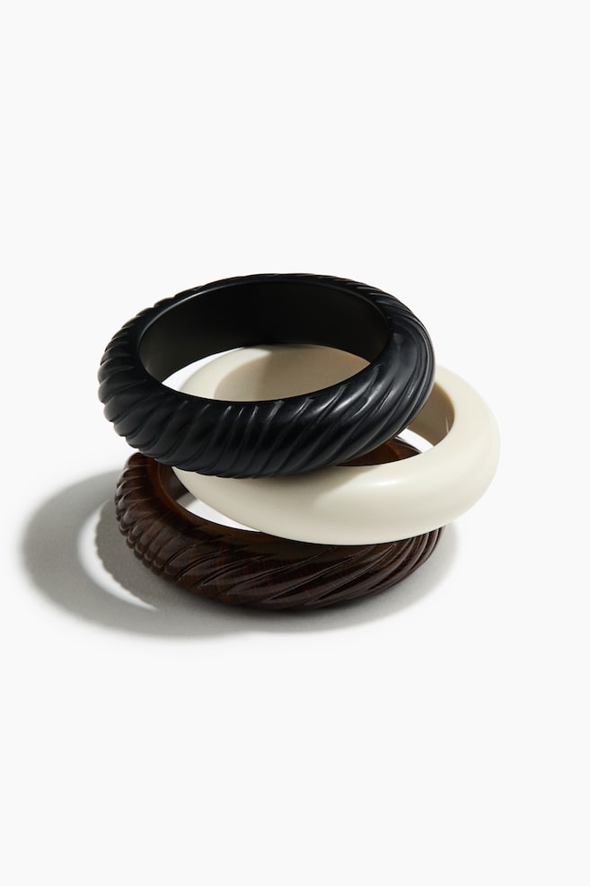 3-pack bangles - Dark brown/Black/Cream - 1