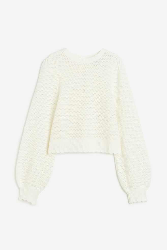 Hole-knit open-backed jumper - White/White/Black striped - 2
