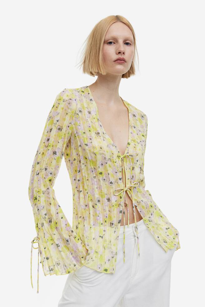 Sheer blouse - Light yellow/Floral - 4